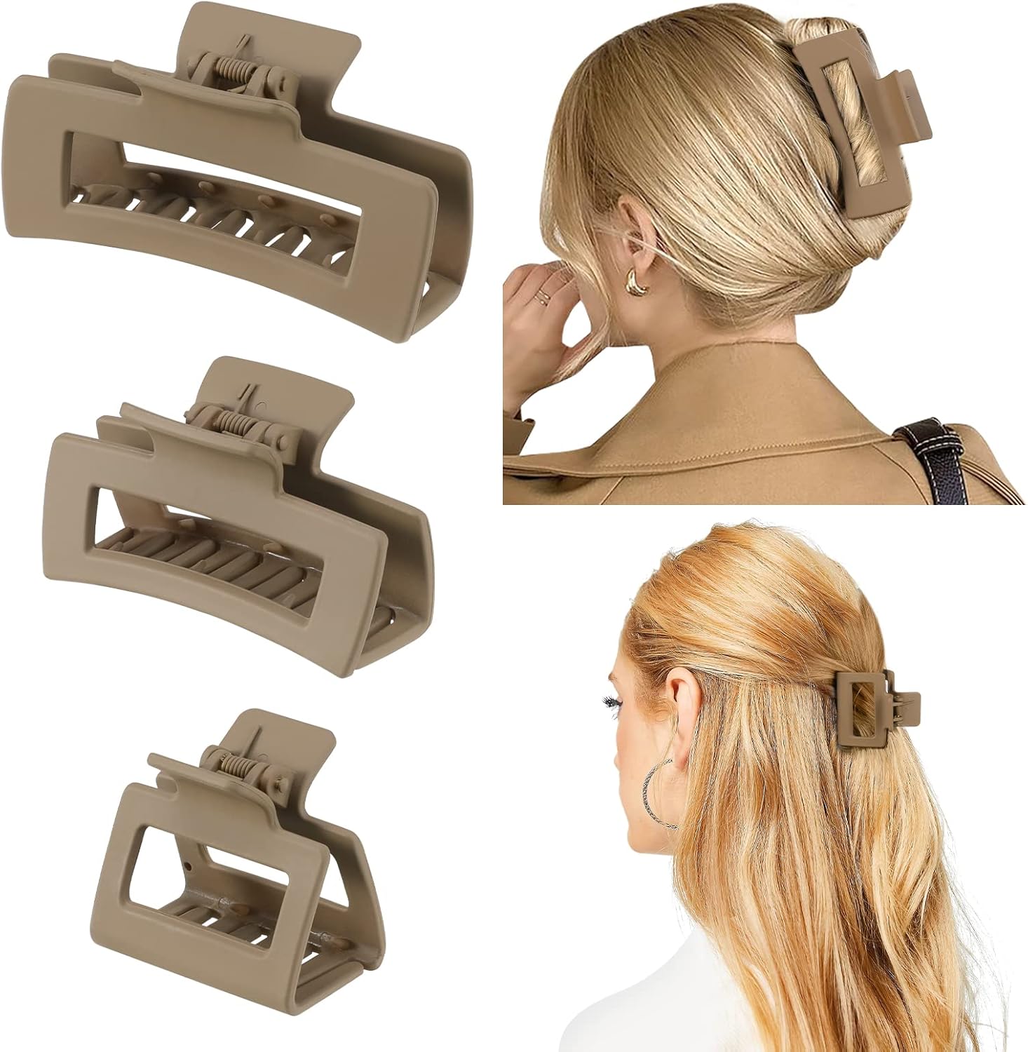 Best Shinowa 3 Pack Hair Claw Clips, Special Square Rectangular Claw Hair Clips...