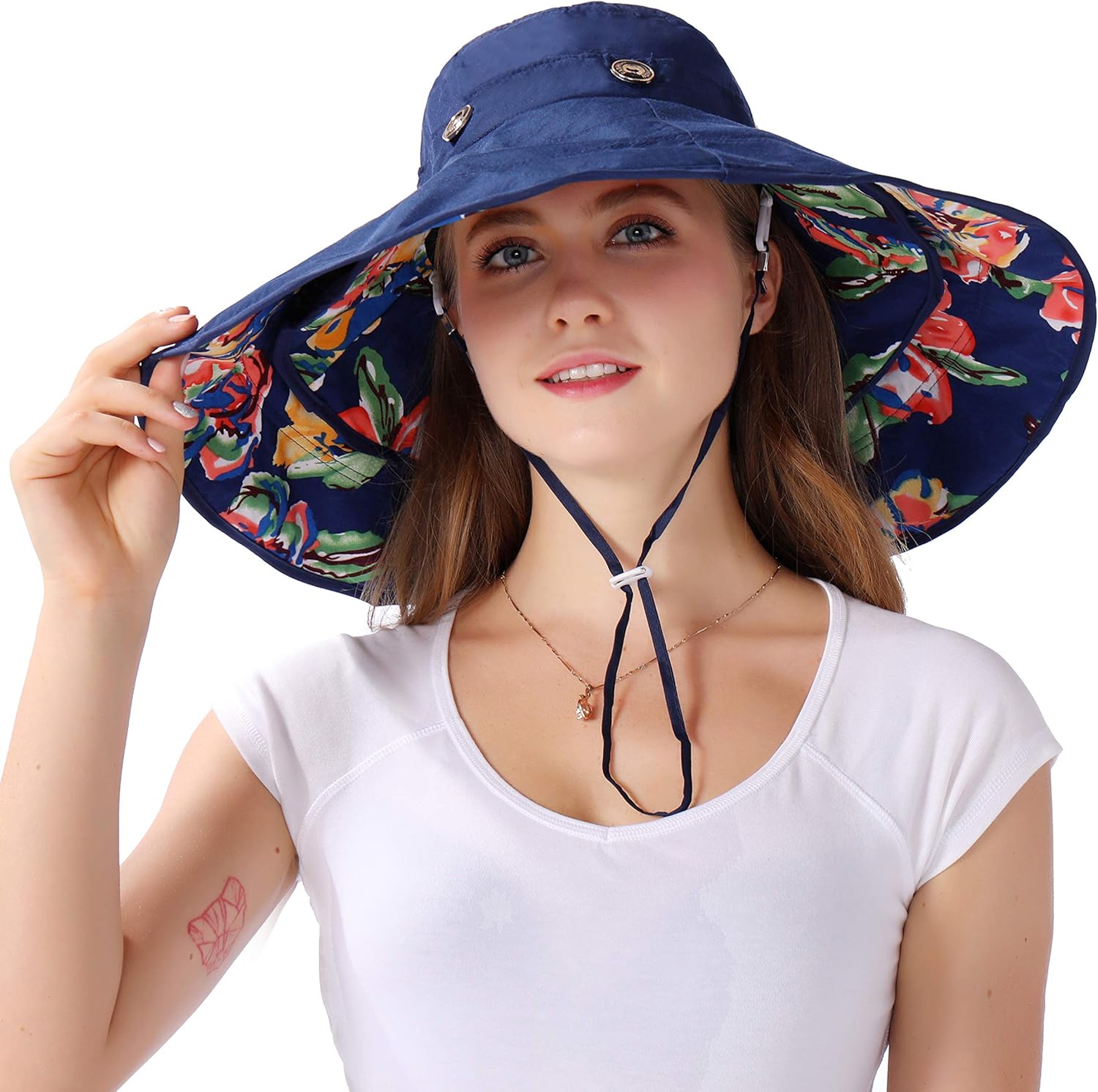 Best Packable Extra Large Brim Floppy Sun Hat, Special Reversible Flora UPF 50 B...