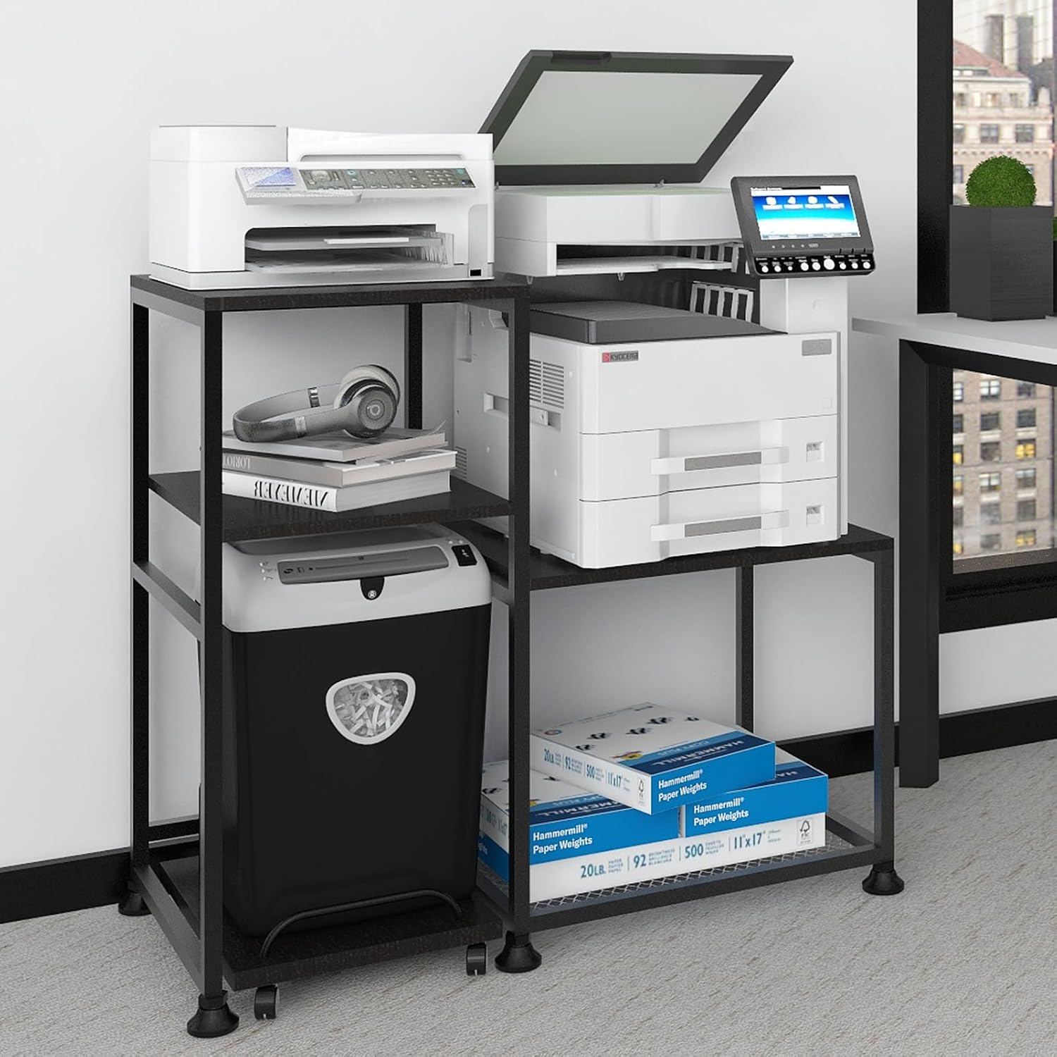 Best Space-Saving PUNCIA Large Printer Stand, Special Heavy Duty Printer Table w...