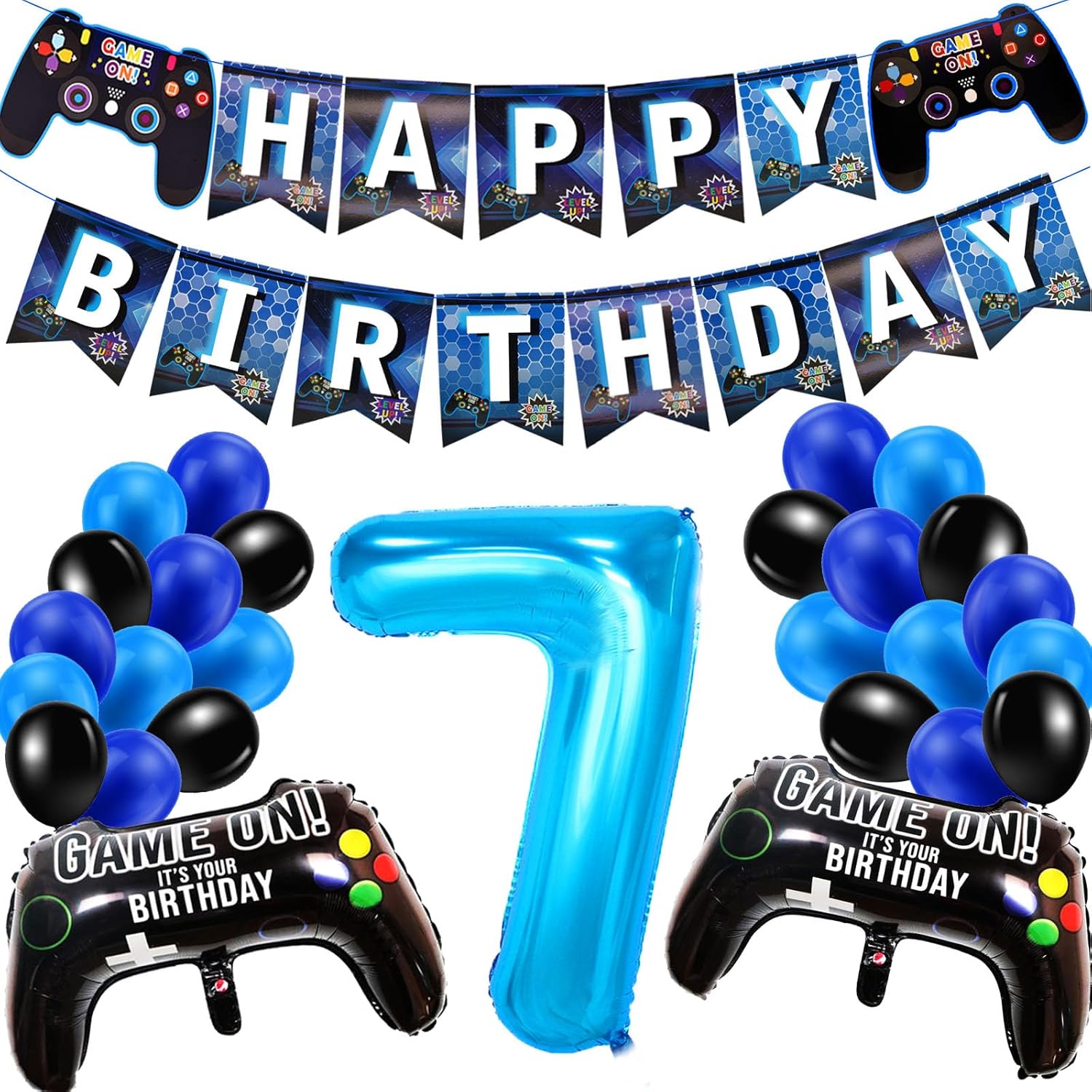 Best 7th Birthday Decorations, Special Gaming Theme Party Decorations For Boys,...