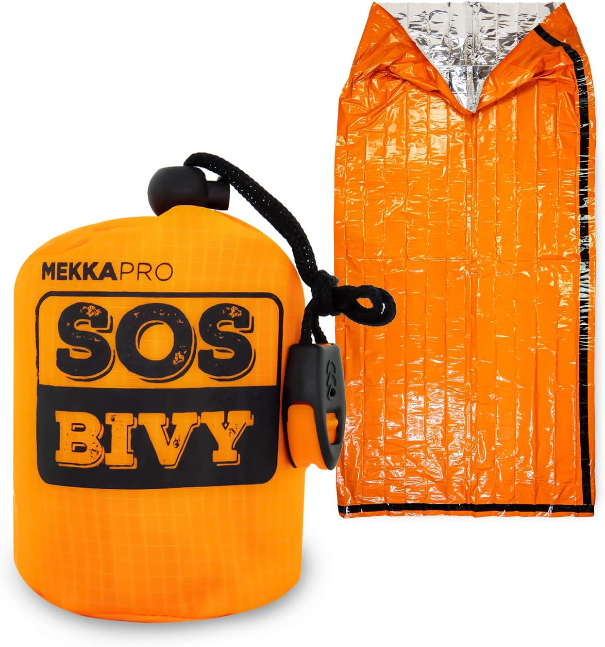 Best MEKKAPRO SOS Emergency Thermal Bivy, Special Sleeping Bag with Survival Whi...