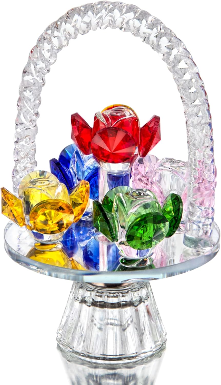 H&D HYALINE & DORA Colorful Crystal Flower Basket...