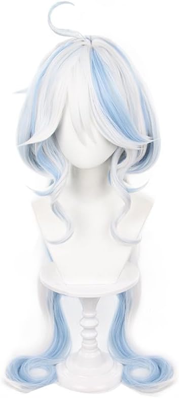 Best LeMarnia Furina Wig, Special White Mixed Blue Gradient Ponytail and Bangs f...