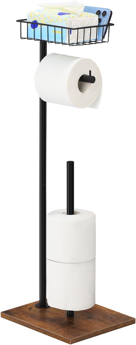 Best Toilet Roll Holder, Special Free Standing Toilet Paper Holder with Top Shel...