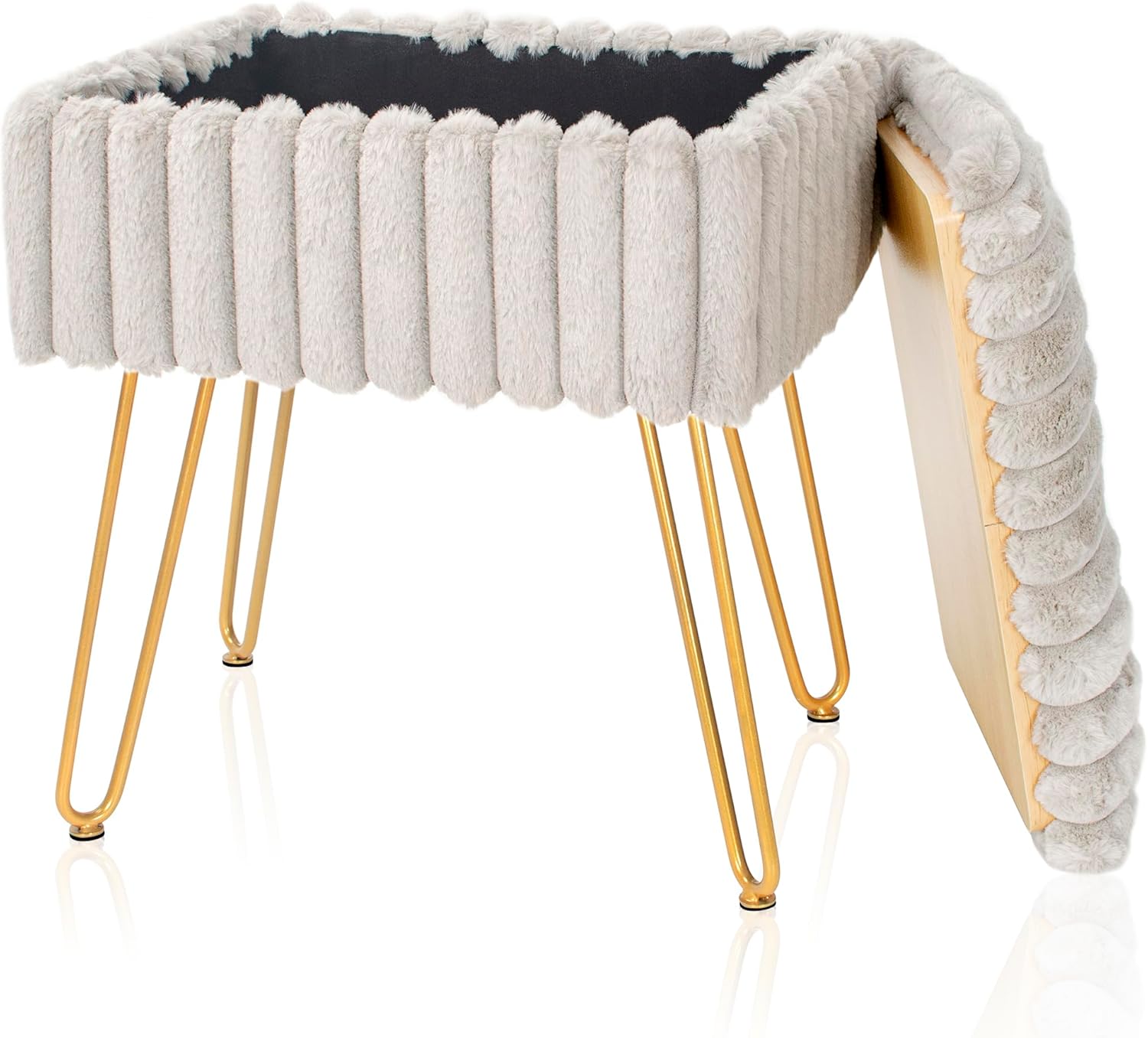 Best BQKOZFIN Rectangle Vanity Stool Chair, Special Ottoman Footrest Stool with...