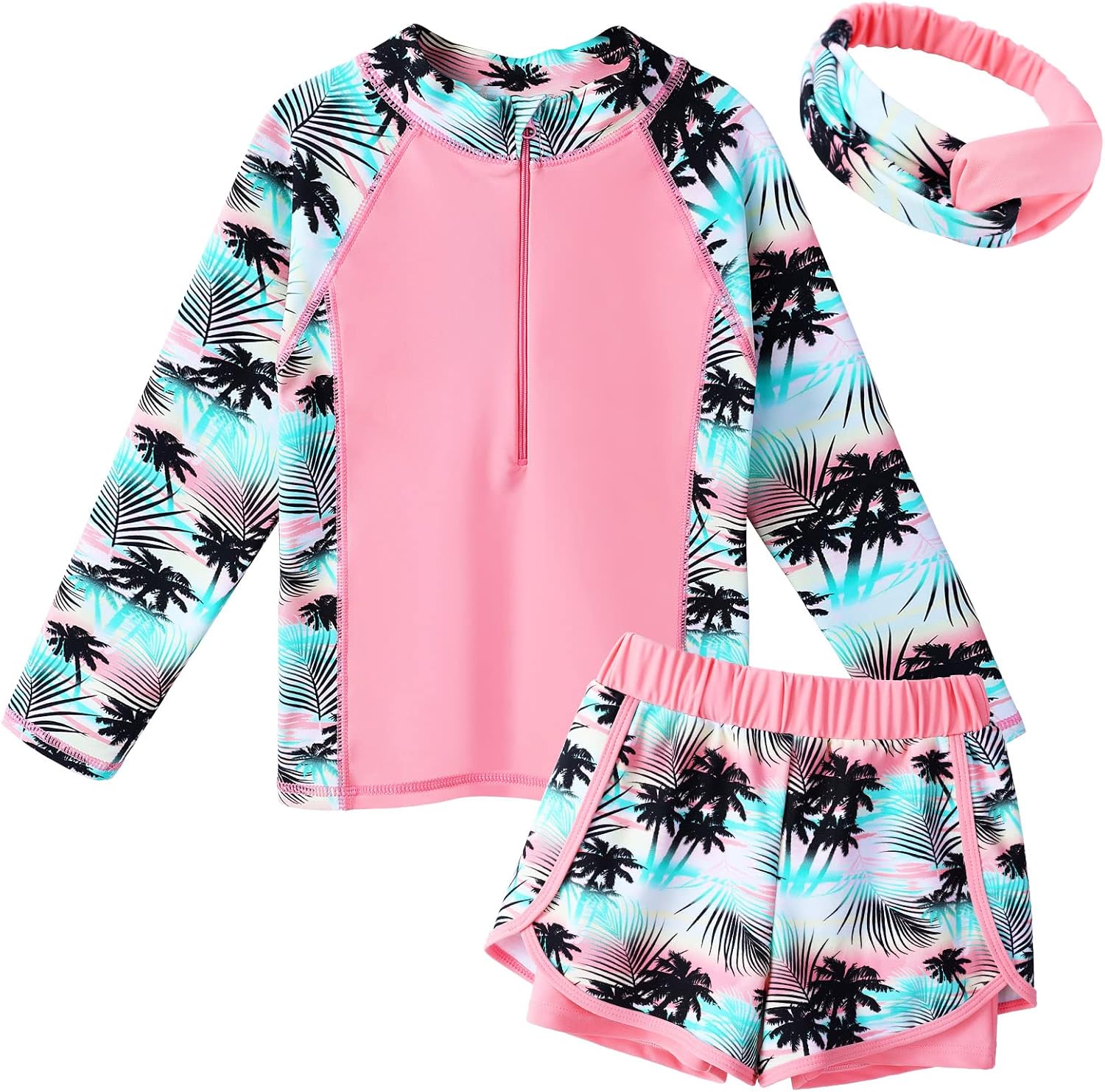 Best ZNYUNE Girls Swimwear, Special 2PCS Leaves Printed Long Sleeve Swimsuit Set...