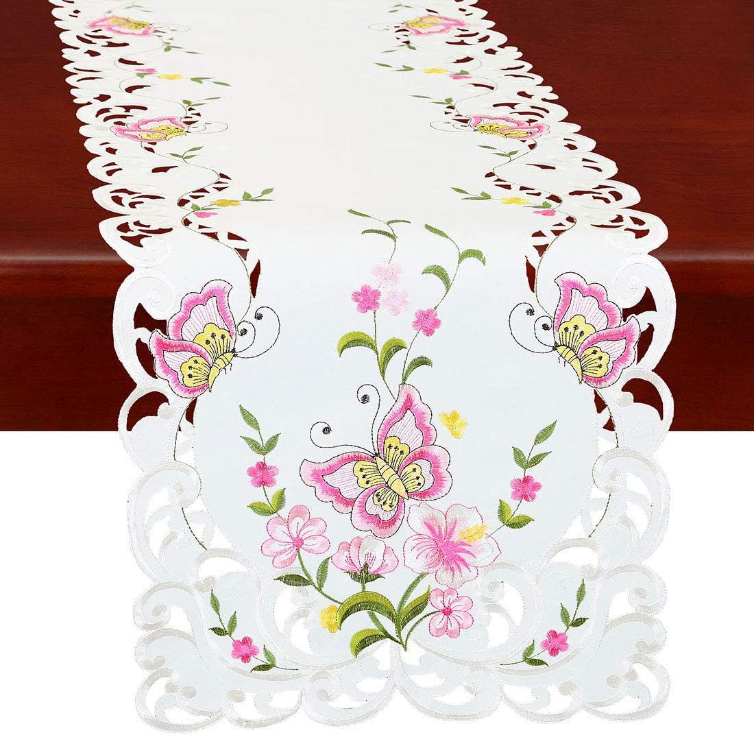 Best Simhomsen Spring Butterfly and Floral Table Runner, Special Table Dresser S...