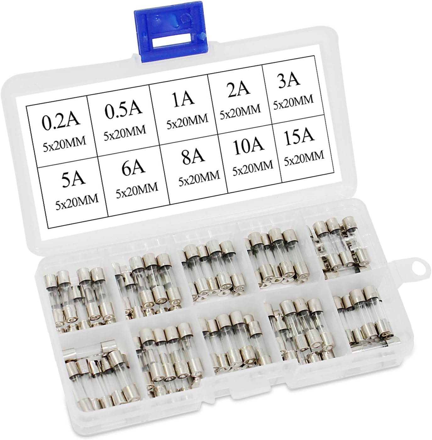 Best Aussel 100PCS Glass Cartridge Fuse, Special Glow Tube Fuse Fast Kit, Innova...