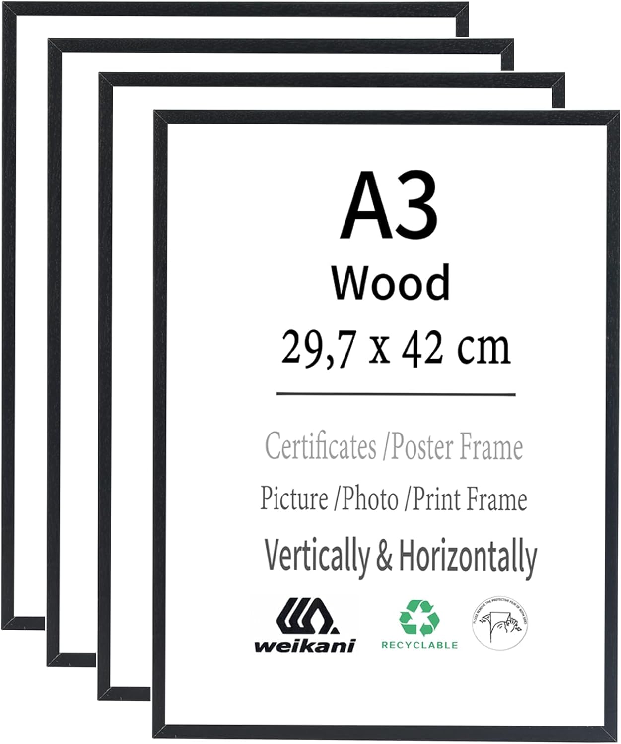 Best Weikani A3 Black Picture Frame, Special Wood Photo Frame, Unique Certificat...