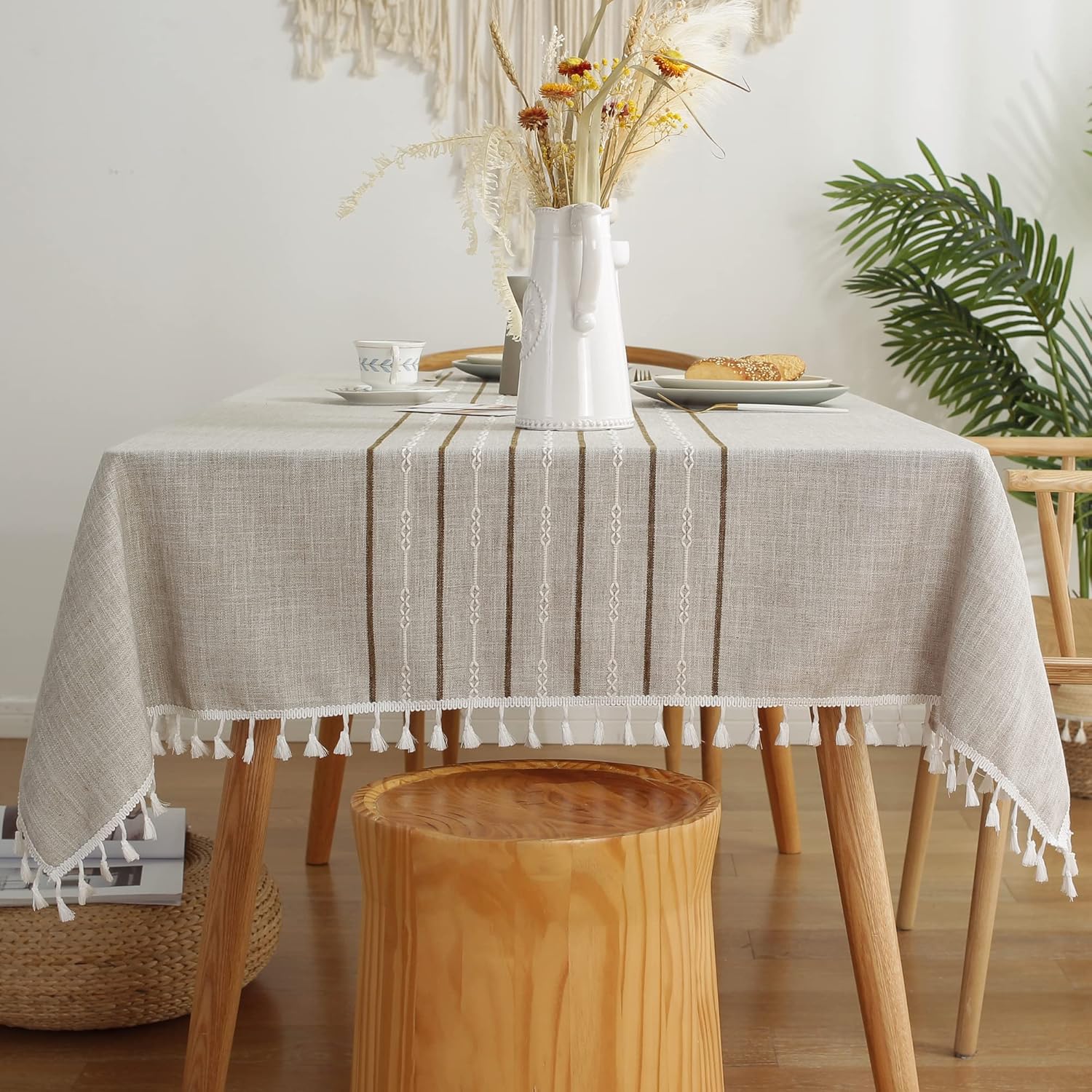 Best Pahajim Tablecloths, High-Quality Cotton Linen Tablecloth, Wrinkle-Free Che...