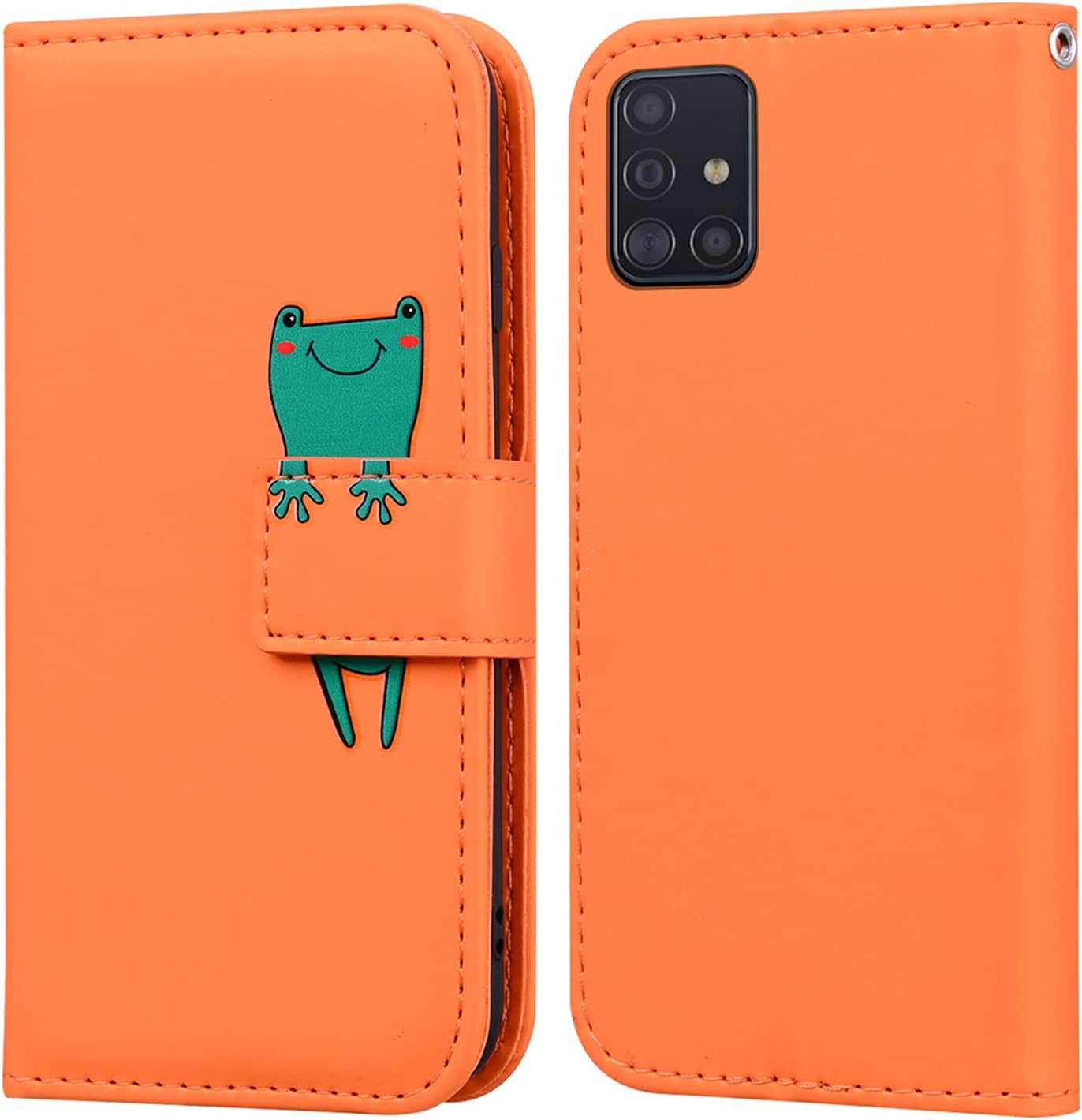 LUKASI for Samsung Galaxy Phone A51 Case, Cartoon Pattern Folding Stand PU Leath...