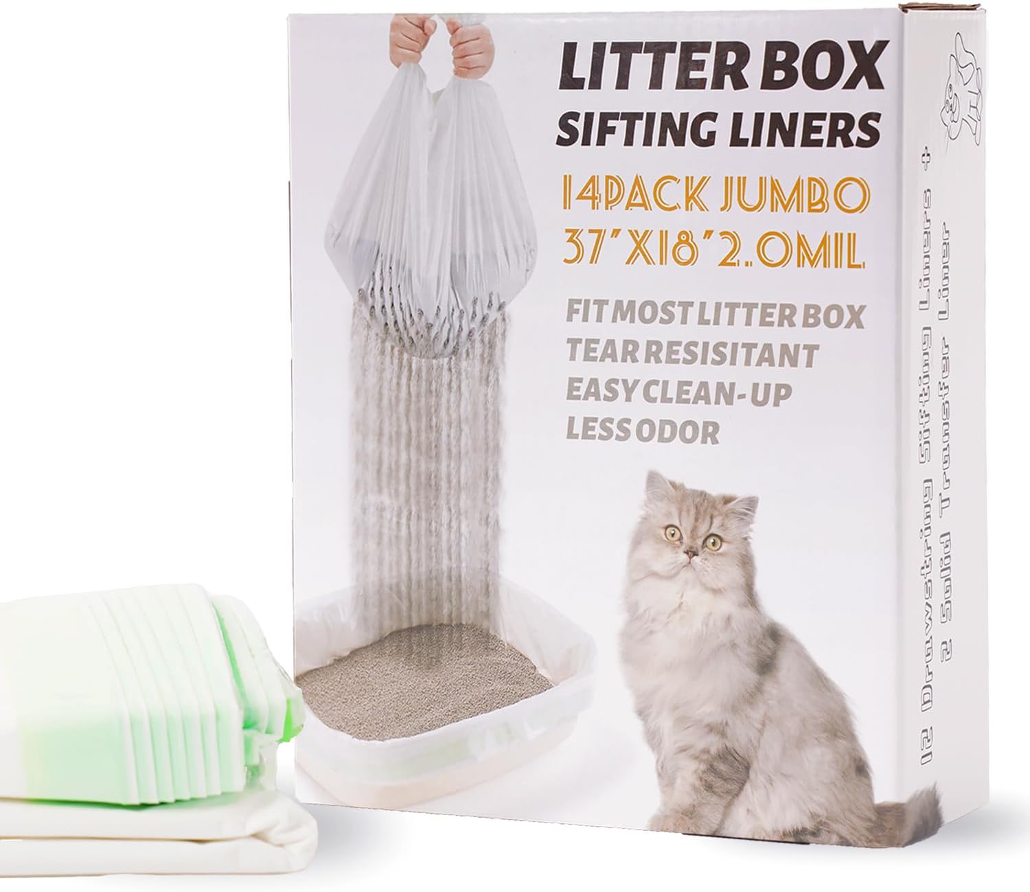 Pawsayes Sifting Cat Litter Tray Liners, 93cm*46cm XL Cat Litter Liners Large, 2...