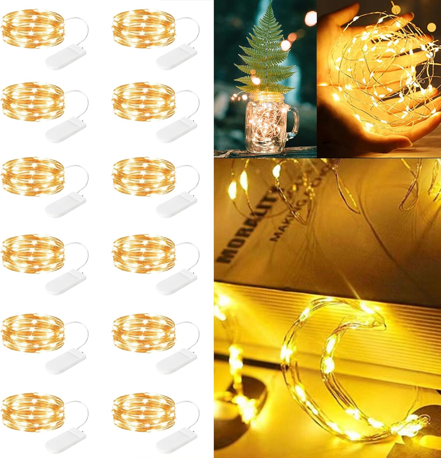 AONAT 12PCS Led Fairy String Lights, 2M 20LED Mini String Lights,IP65 Waterproof...