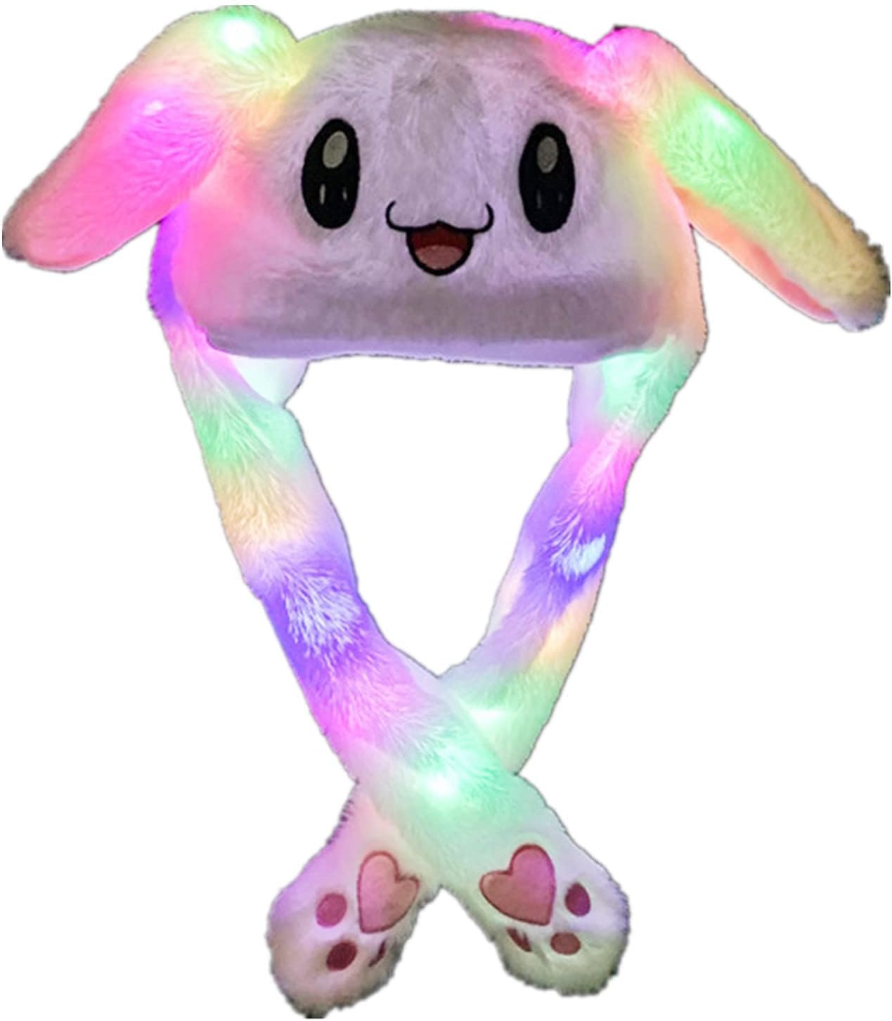 AONAT Bunny Hat with Moving Ears with Led light White