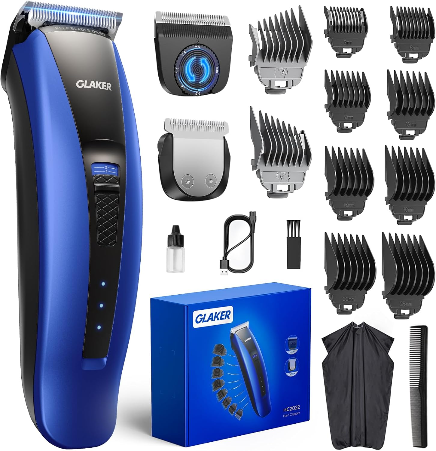 GLAKER Hair Clippers for Men - Cordless 2 in 1 Ver...