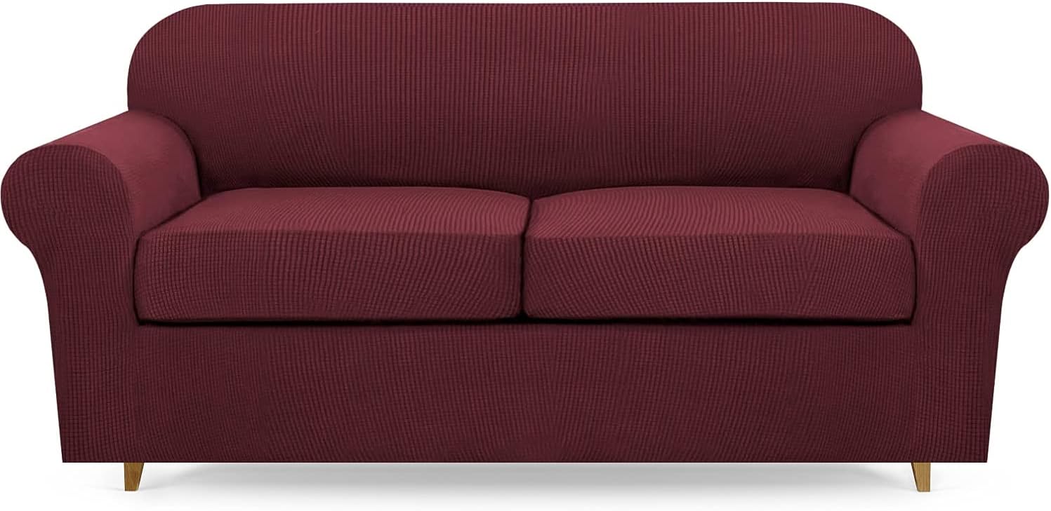 Carvapet High Stretch Fit Sofa Cover 2 Seater with 2 Seat Cushion Covers, Thick...