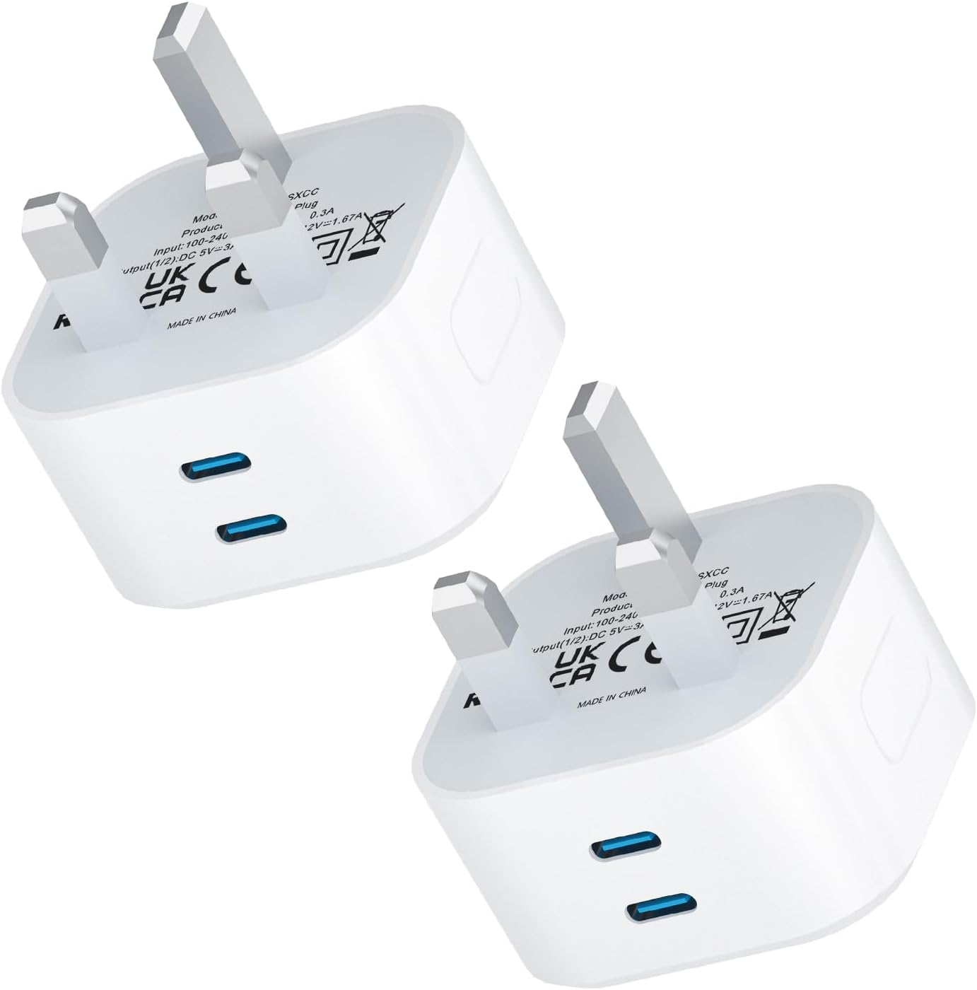 USB C Plug Fast Charge, 2 Pack Dual USB C Wall Plug Adapter Type C Charger Plug...