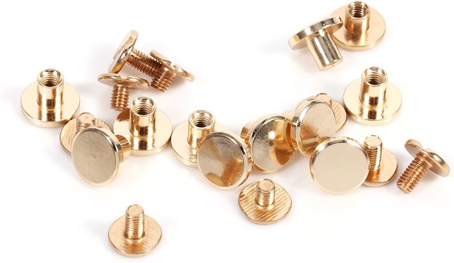 Walfront 10 Sets sturdy Brass Buttons Stud Screw Nail Screwback Cover Rivets Lea...