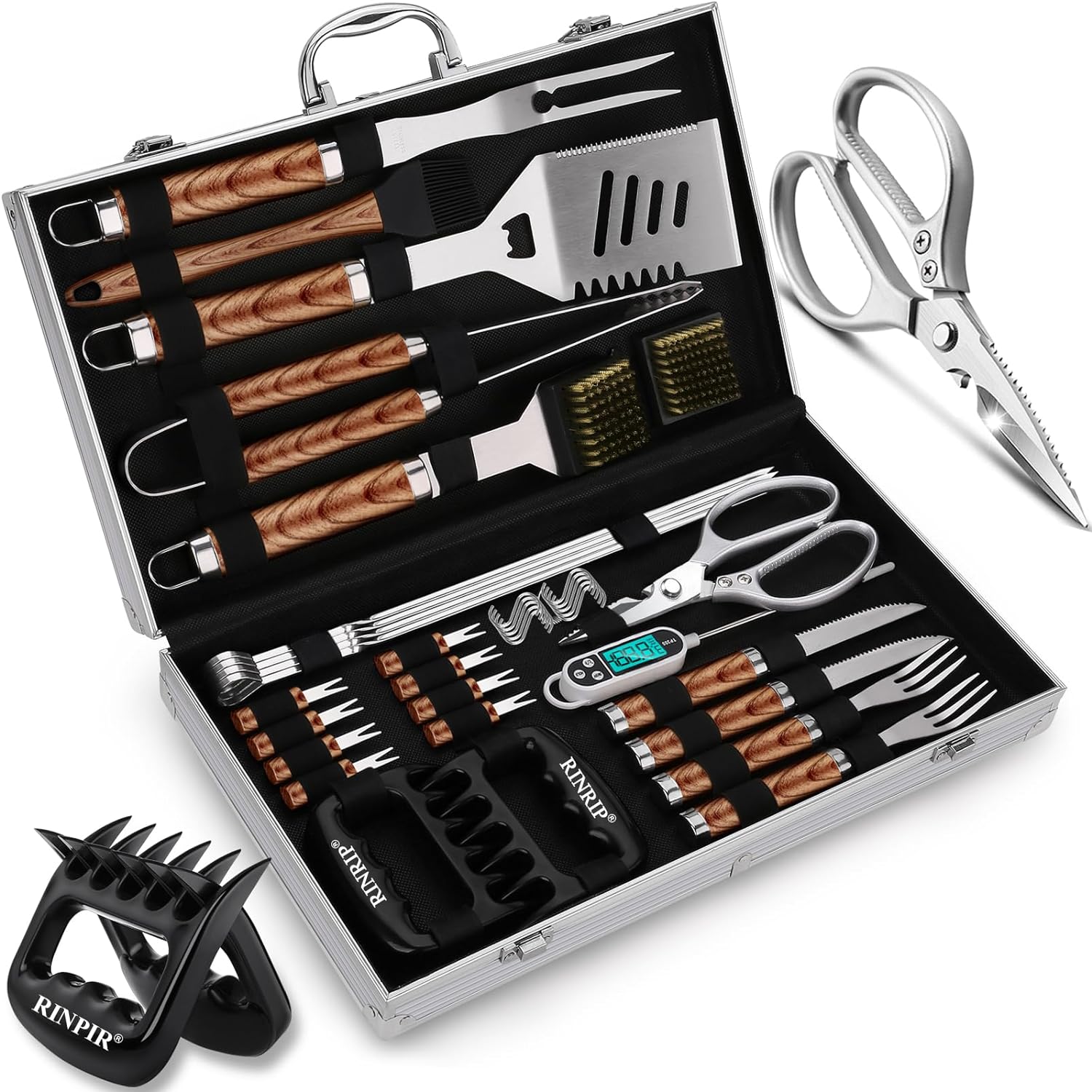 35pcs Deluxe Grilling Gifts Set for Birthday Christmas, Stainless Steel BBQ Acce...