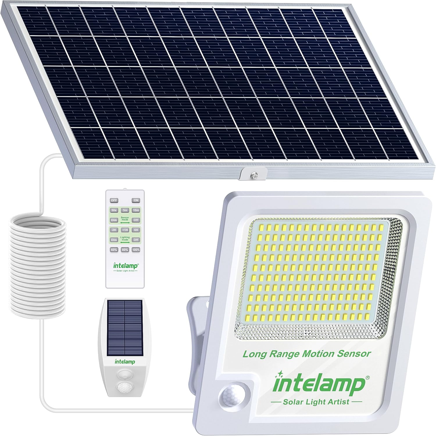 intelamp Solar Sensor Flood Light 12000mAh Outdoor Garden Security Solar Motion...