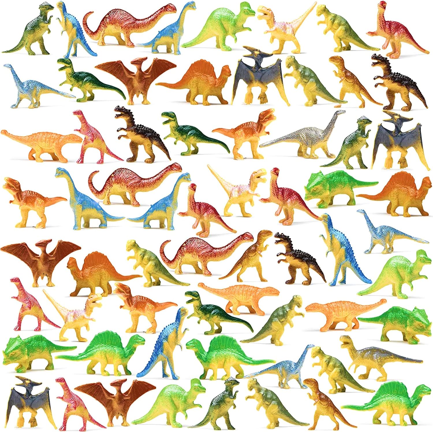 Prextex 72-Piece Dinosaur Toy Set - Mini Dinosaur Toys for Boys and Girls Age 2-...