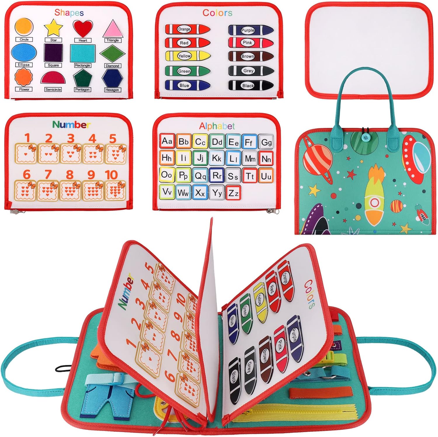 Hejo Busy Board for Toddlers, 20 in 1 Busy Board 5 Pages Toddlers Toys Sensory A...