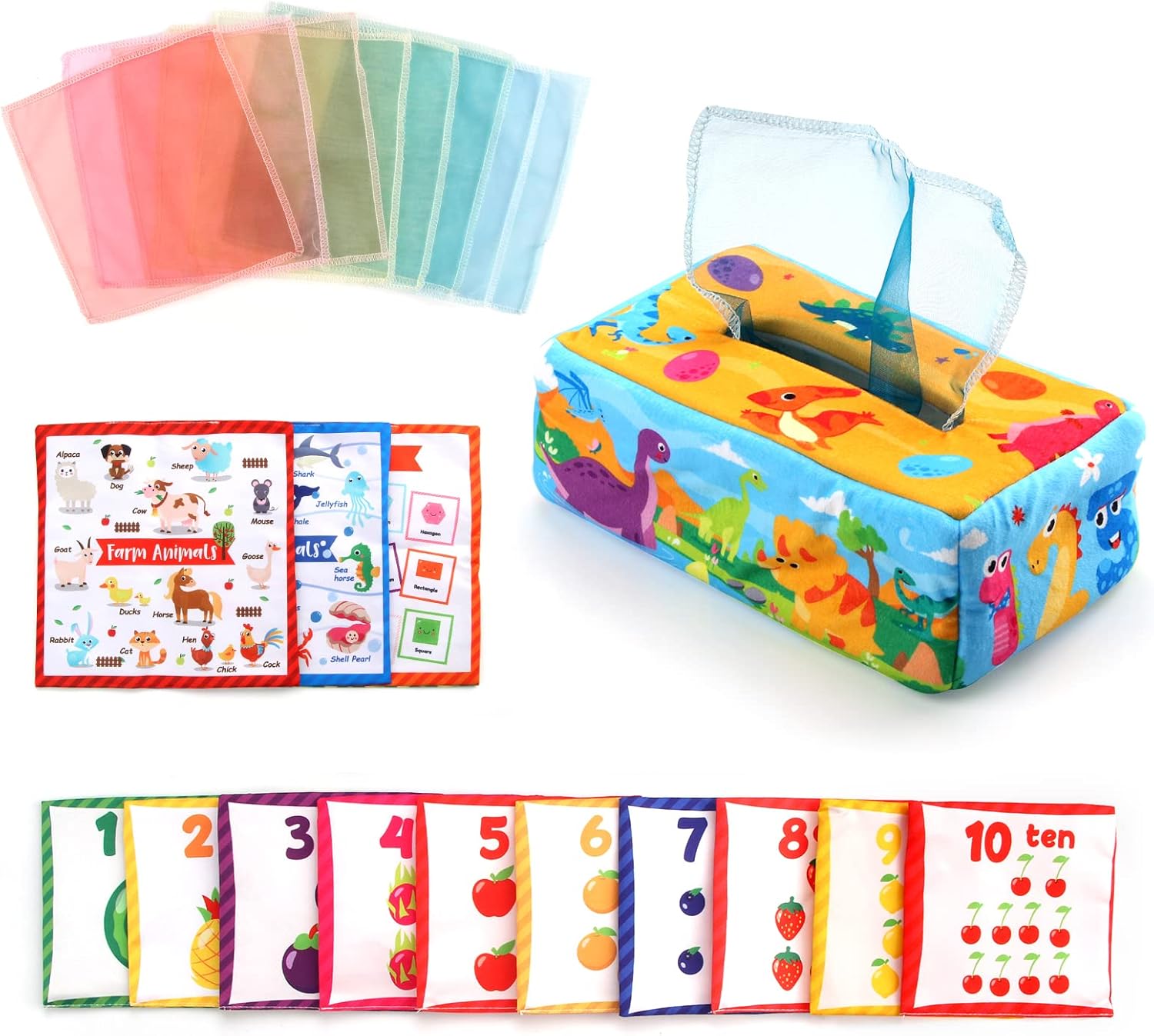 jenilily Tissue Box Toy, My First Dinosaur Toy Sof...