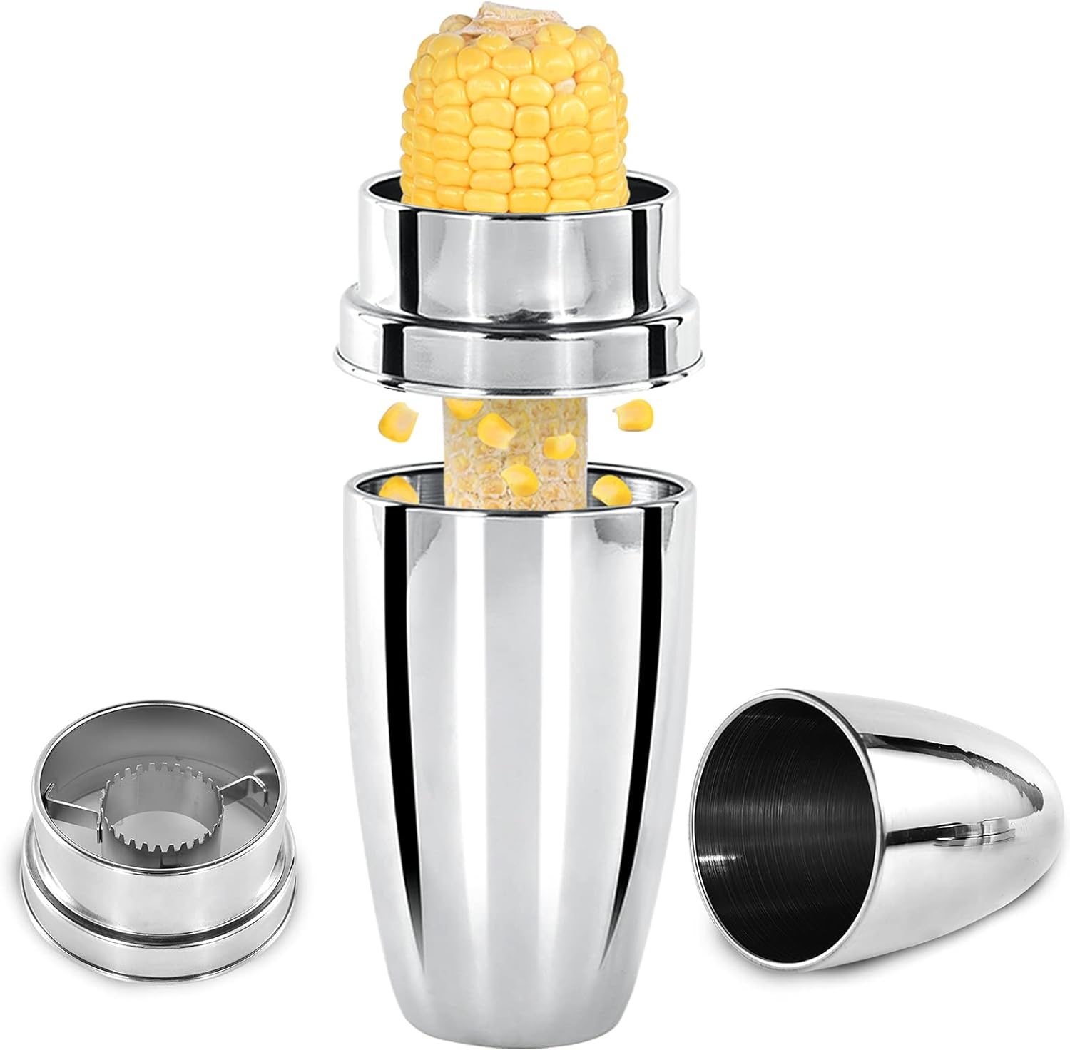 DJ&RPPQ Corn Thresher, Stainless Steel Corn Stripper Peeler with Cup, Quickly Re...