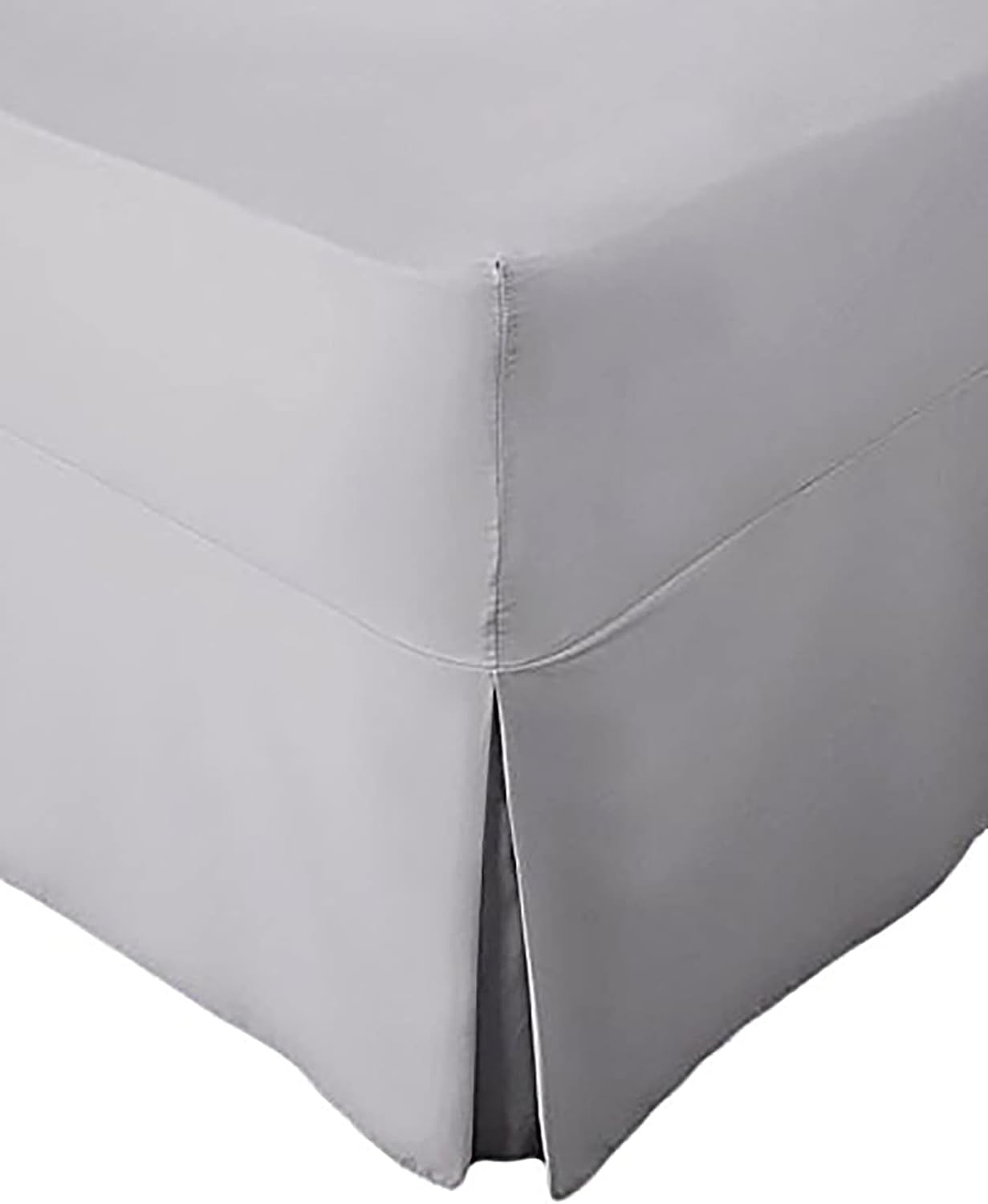 Extra Deep Non Iron Percale Fitted Valance Sheet Pleated (Super King, Grey) Supe...