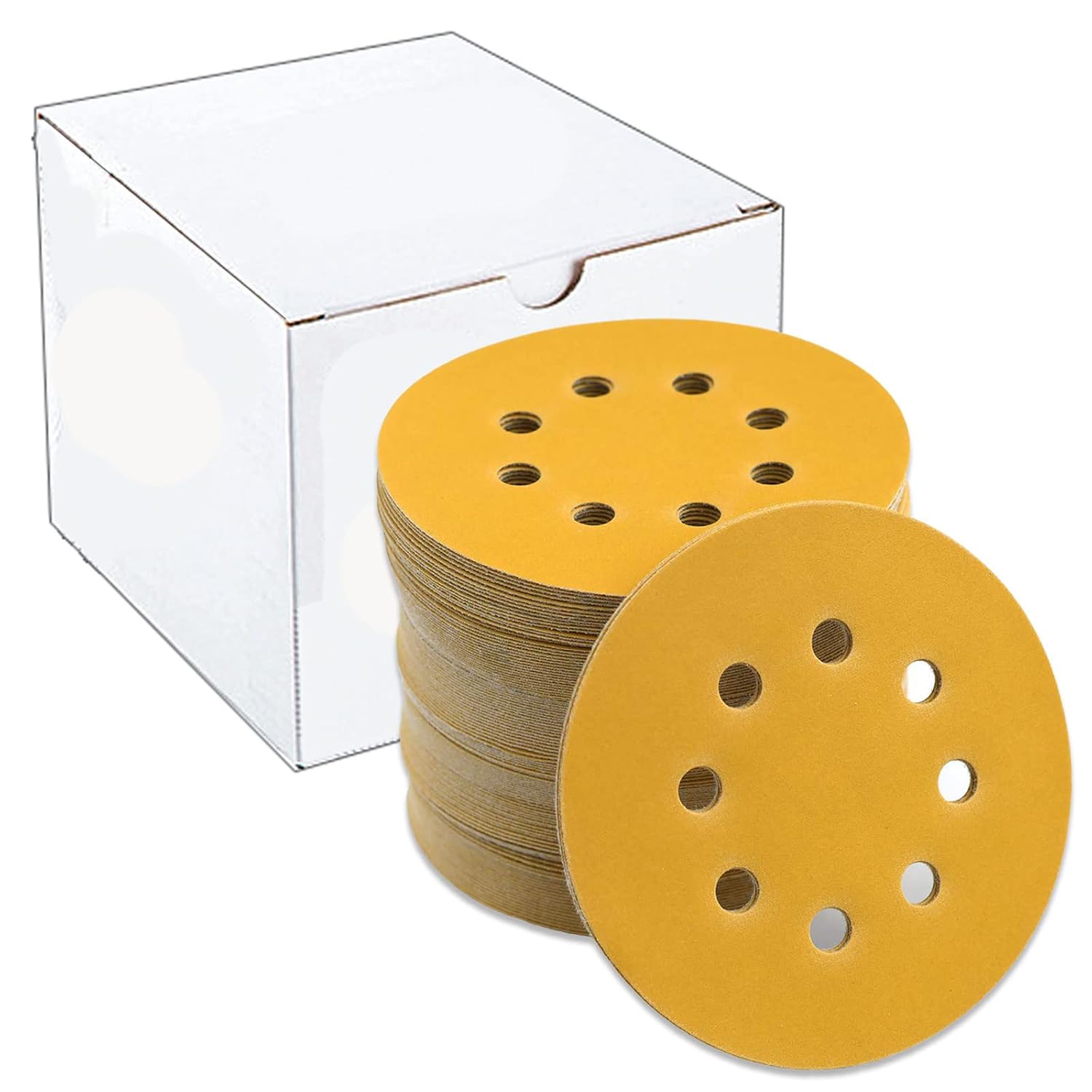 Best 100 Pcs 125mm Sanding Discs, Special 8 Hole 600 Grit Hook and Loop Sandpape...