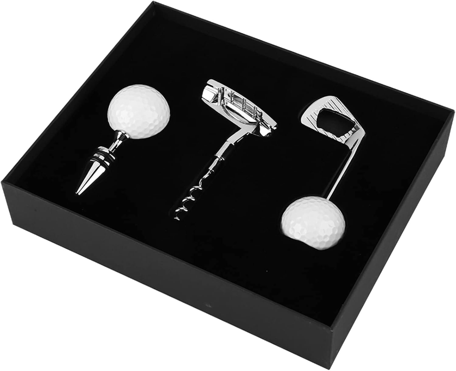 Golf Club Golf Ball Zinc Alloy Bottle Opener Gift Set Present Wine Bottle Stoppe...
