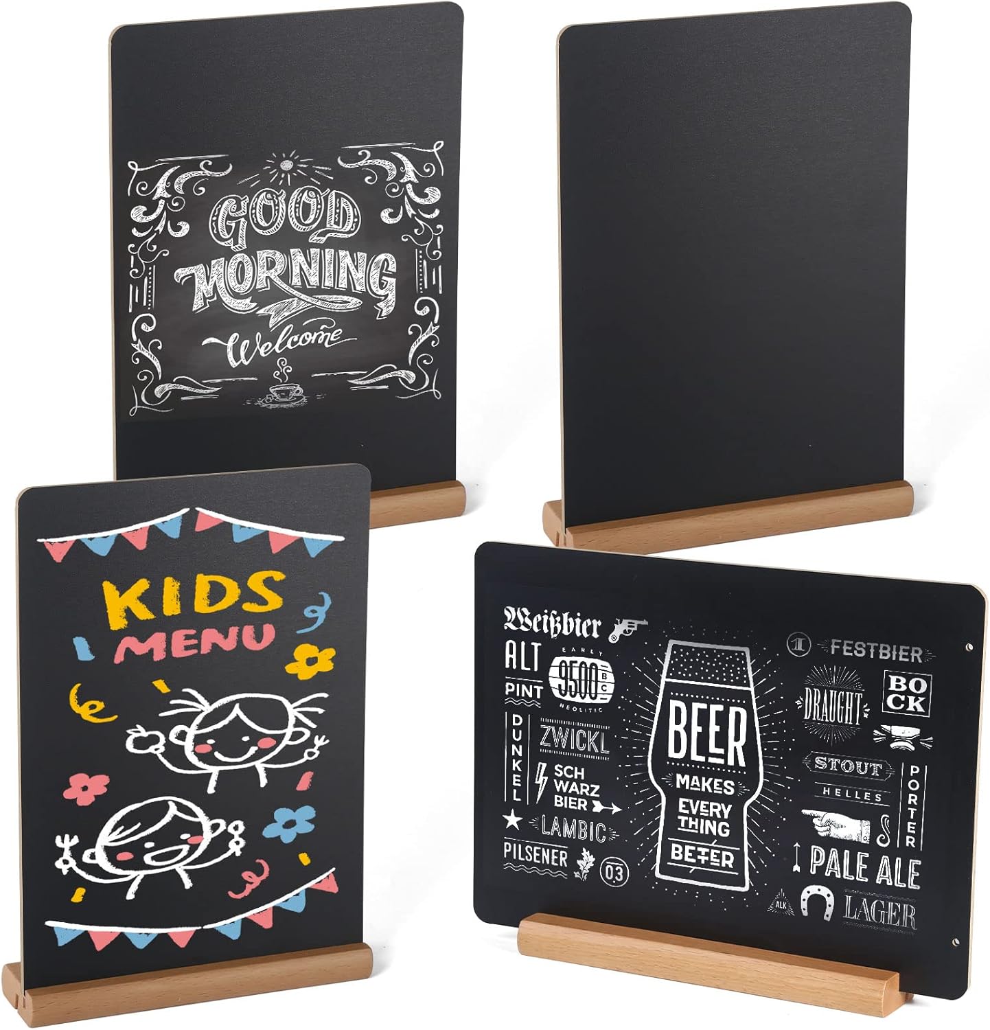 BESTOOL 4 Pack Chalkboard Signs, Vintage Wooden Tabletop Chalk Boards with Stand...