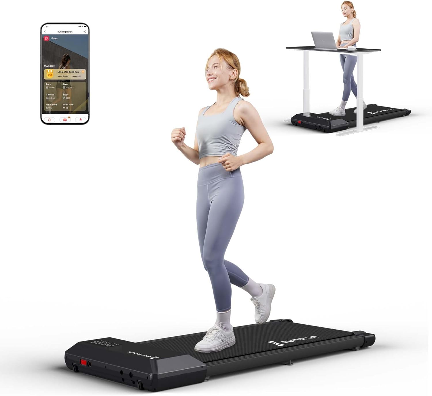 SupeRun 2024 Newest Smart Walking Pad Treadmill, Under Desk Treadmill for Home O...