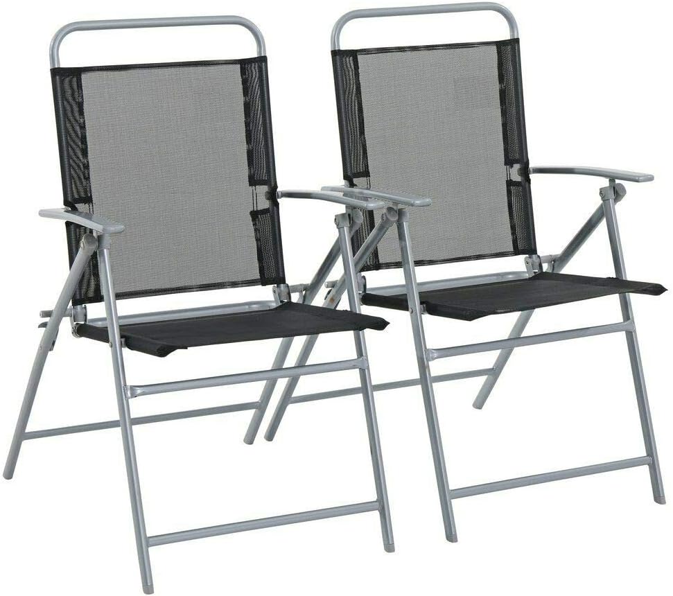 Havnyt Pacific Garden Folding Chairs Textilene Mesh Steel Frame Weatherproof set...