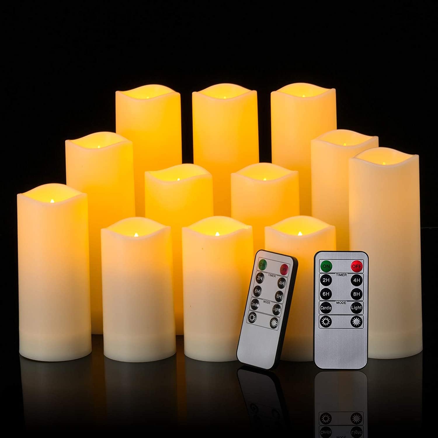 12 Pack Flameless Candles Battery Operated Waterproof Led Candles (D:2.2" X H:4"...