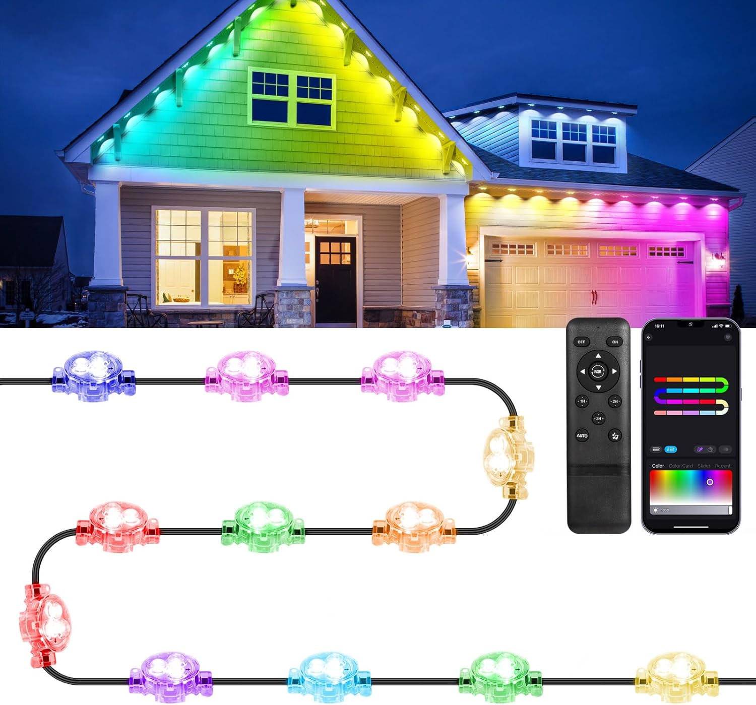 Best RGBWW Permanent Outdoor Lights, Smart and Waterproof RGBIC Outdoor Lights w...