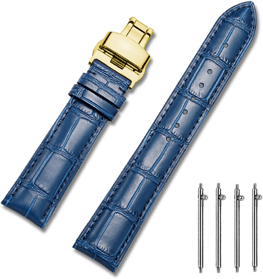 MUENShop Leather Watch Straps Quick Release Polished Deployment Buckle 18mm 19mm...