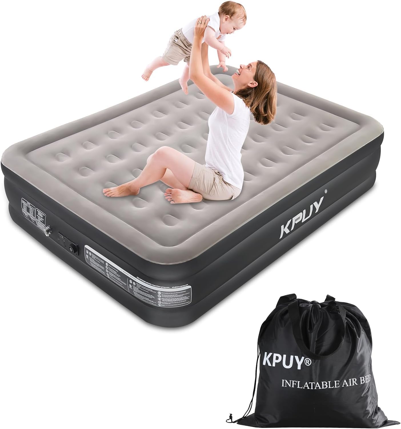 KPUY Air Bed Double with Built-in Pump, King Inflatable Mattress Self-Inflation/...