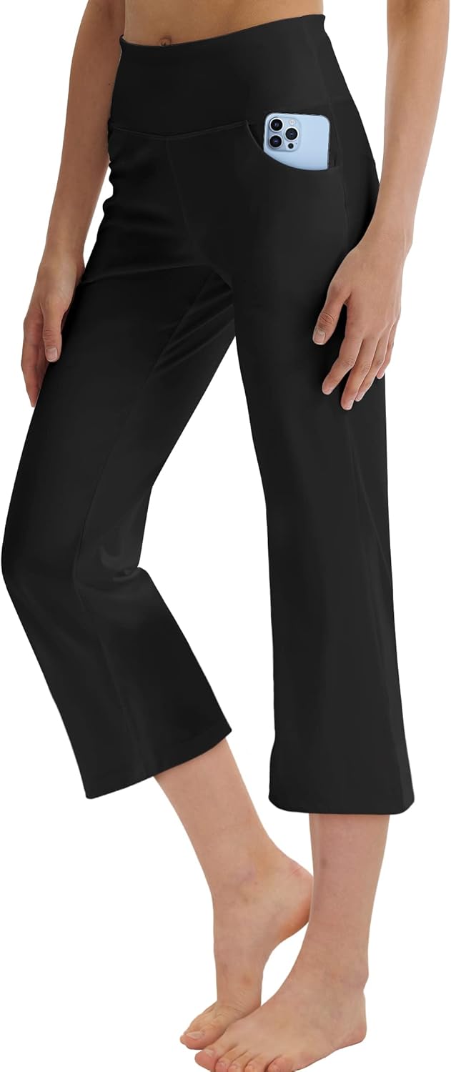 LaiEr Women's Yoga Capri Pants with Pockets Flare Workout Lounge Bootleg Legging...