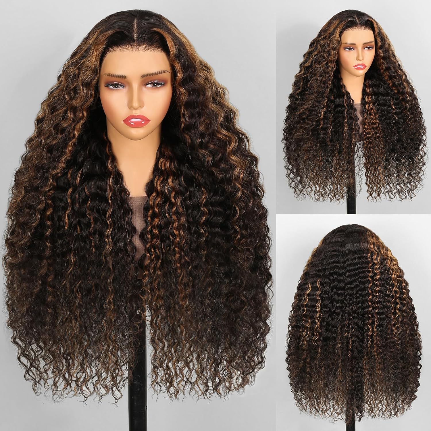 MEGALOOK 28inch Ombre Highlight Lace Front Wigs Human Hair Pre Plucked 13x4 Deep...