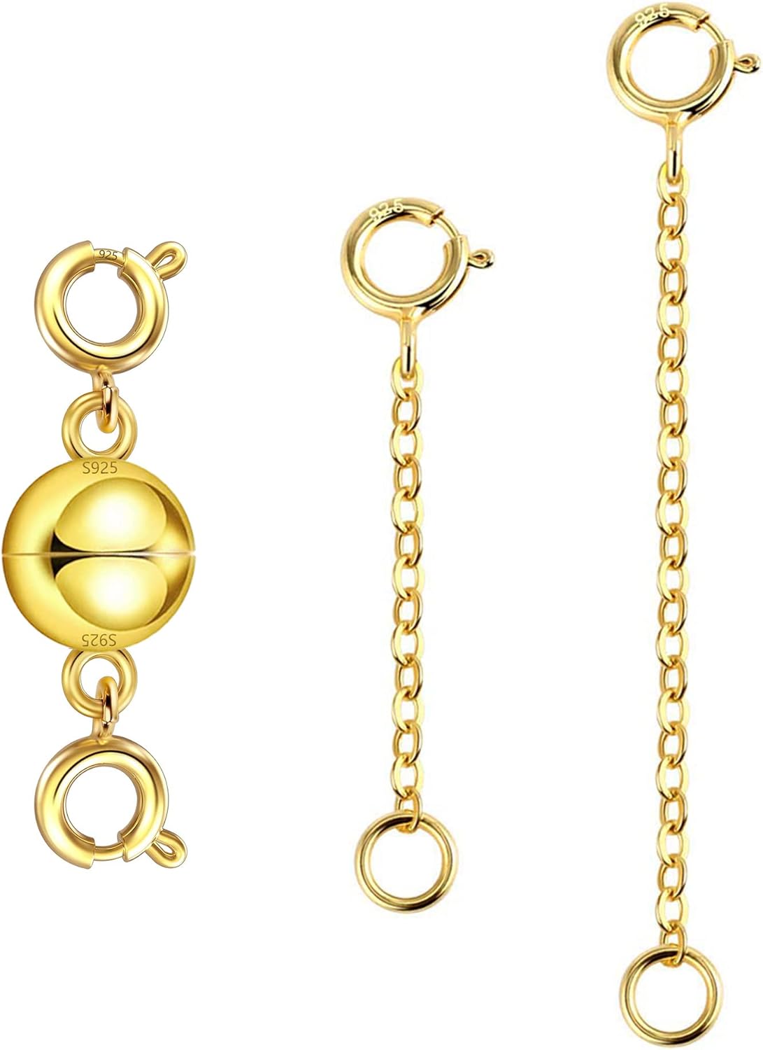 Gold Magnetic Necklace Extender, ALEXCRAFT 925 Sterling Silver Magnetic Jewelry...