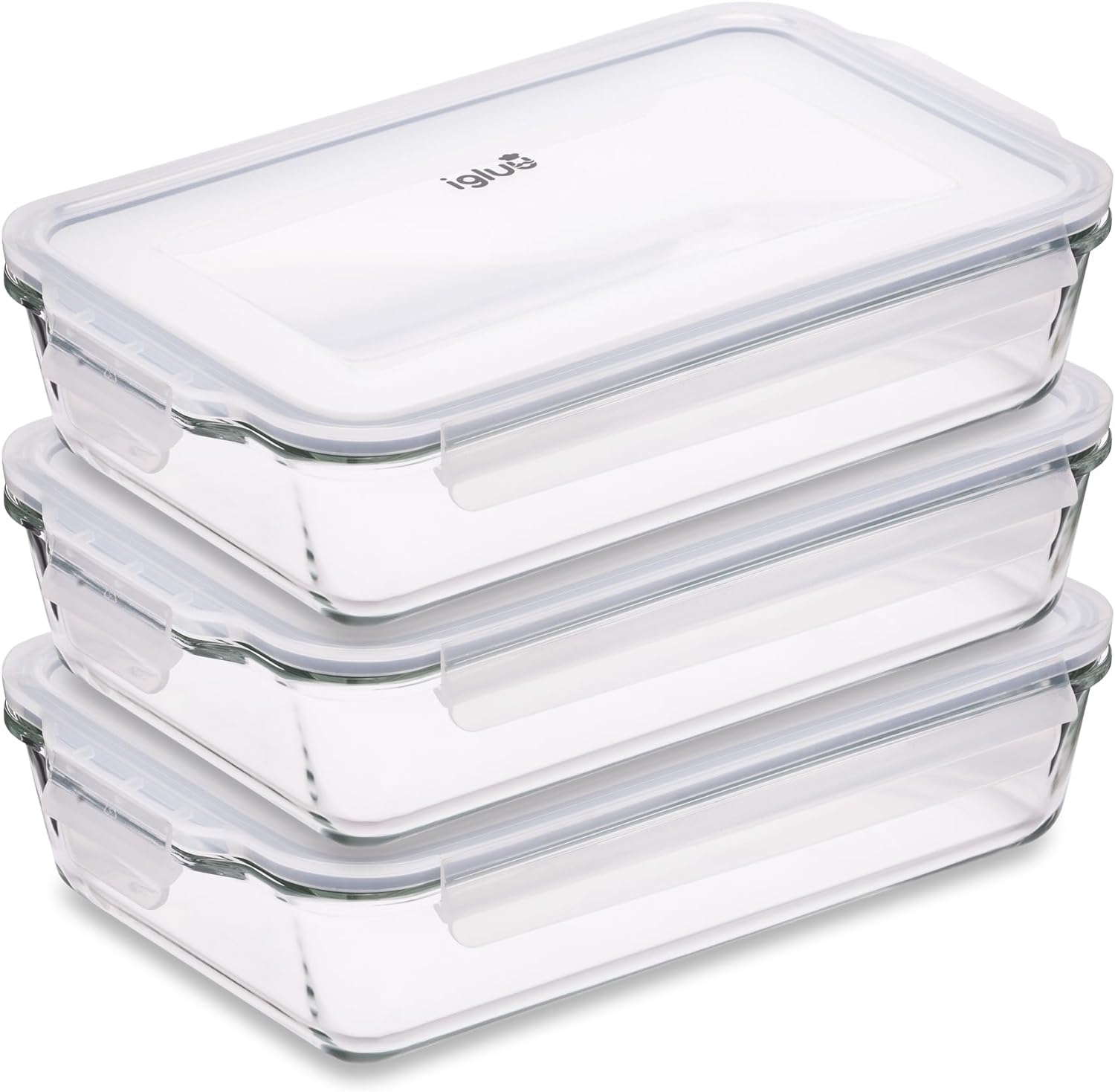 Igluu Meal Prep - Glass Lasagne Dish with Airtight Snap Lock Lid - Large Rectang...