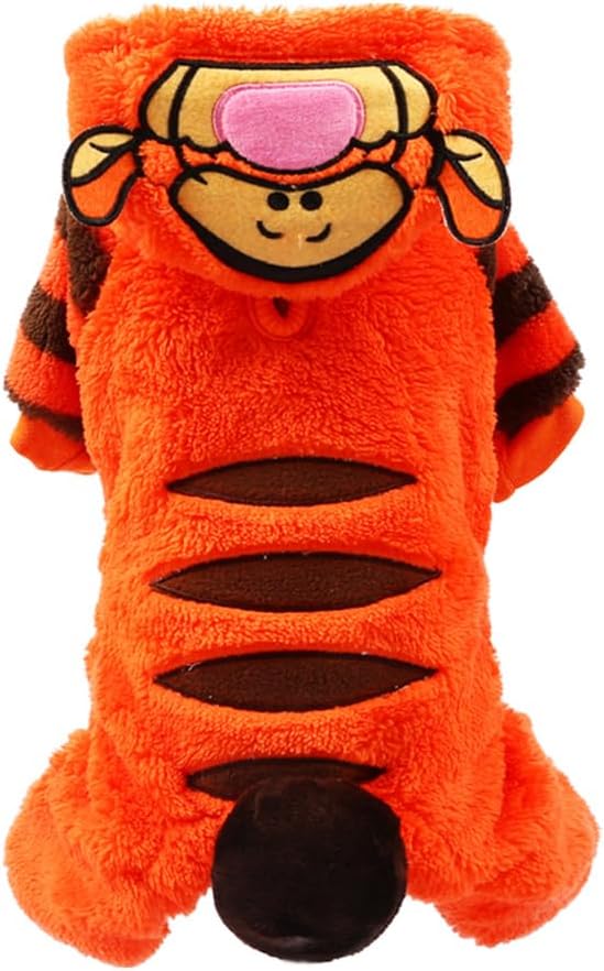 AIHANCH Tiger Dog Costume Soft Velvet Dog Clothes Winter Dog Hoodie Funny Pet Ha...