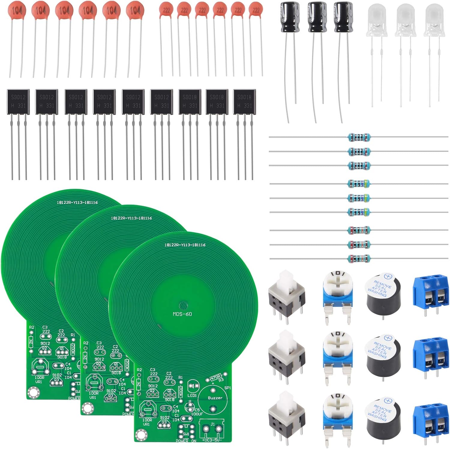 3Pcs Metal Detector Kit Electronic Soldering Practice Kit DC 3V-5V 60mm Non-Cont...