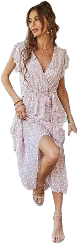 Best Elegant Ruffle Maxi Dress for Women, Special Bohemian Tiered Swing Dress wi...