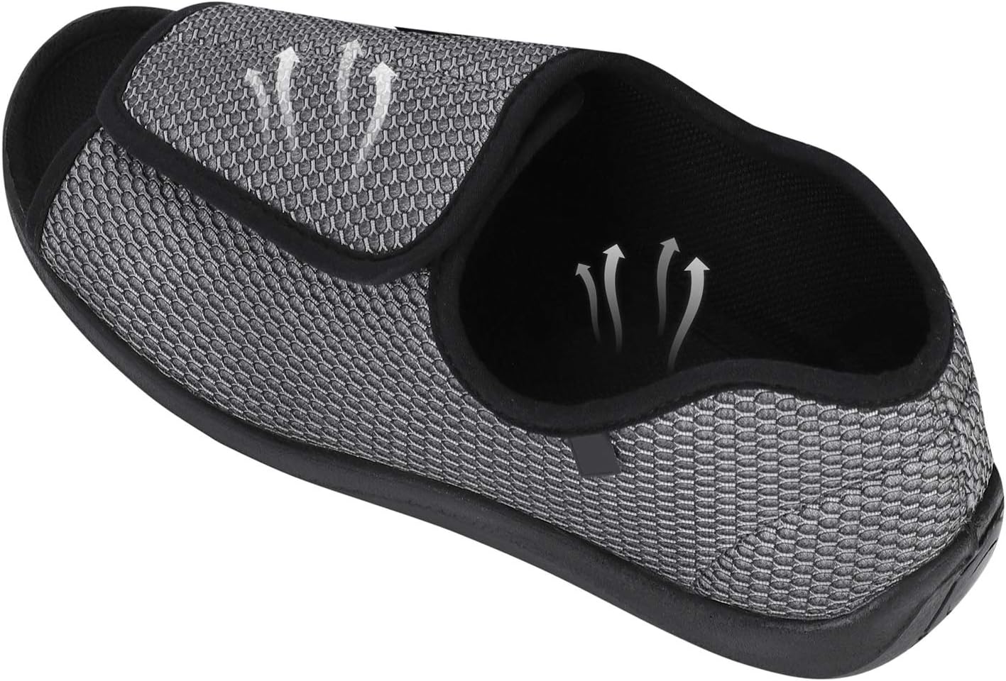 Men’s Diabetic Slippers Extra Wide Adjustable Slippers Open Toe Sandals with Mes...
