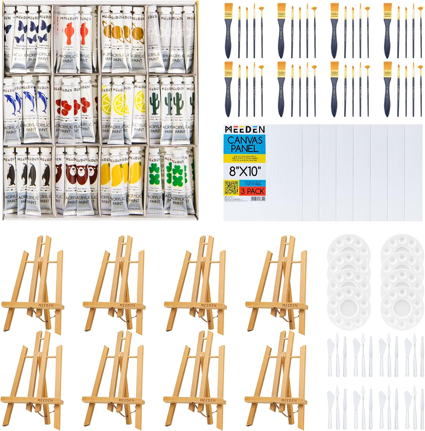 MEEDEN 200PCS Acrylic Painting Kit for Kids, Art Painting Supplies with 12'' Eas...