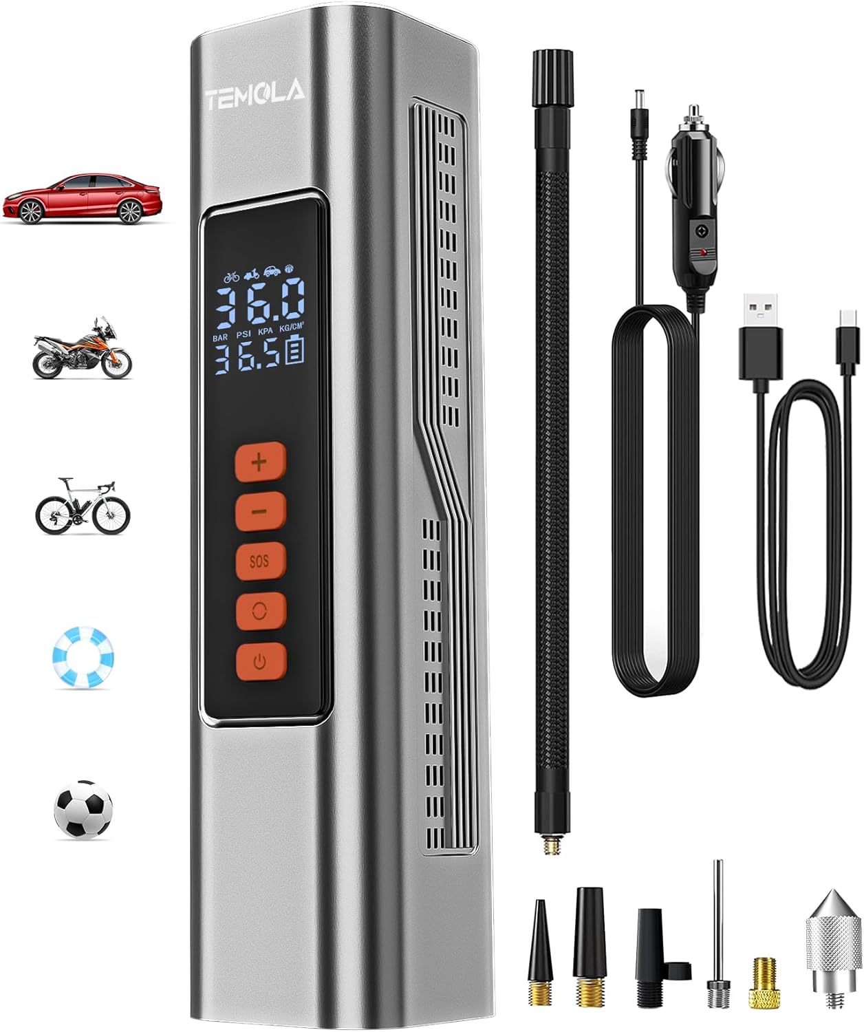 Best TEMOLA Tire Inflator, High-Quality Portable Air Compressor for Car Tires, S...