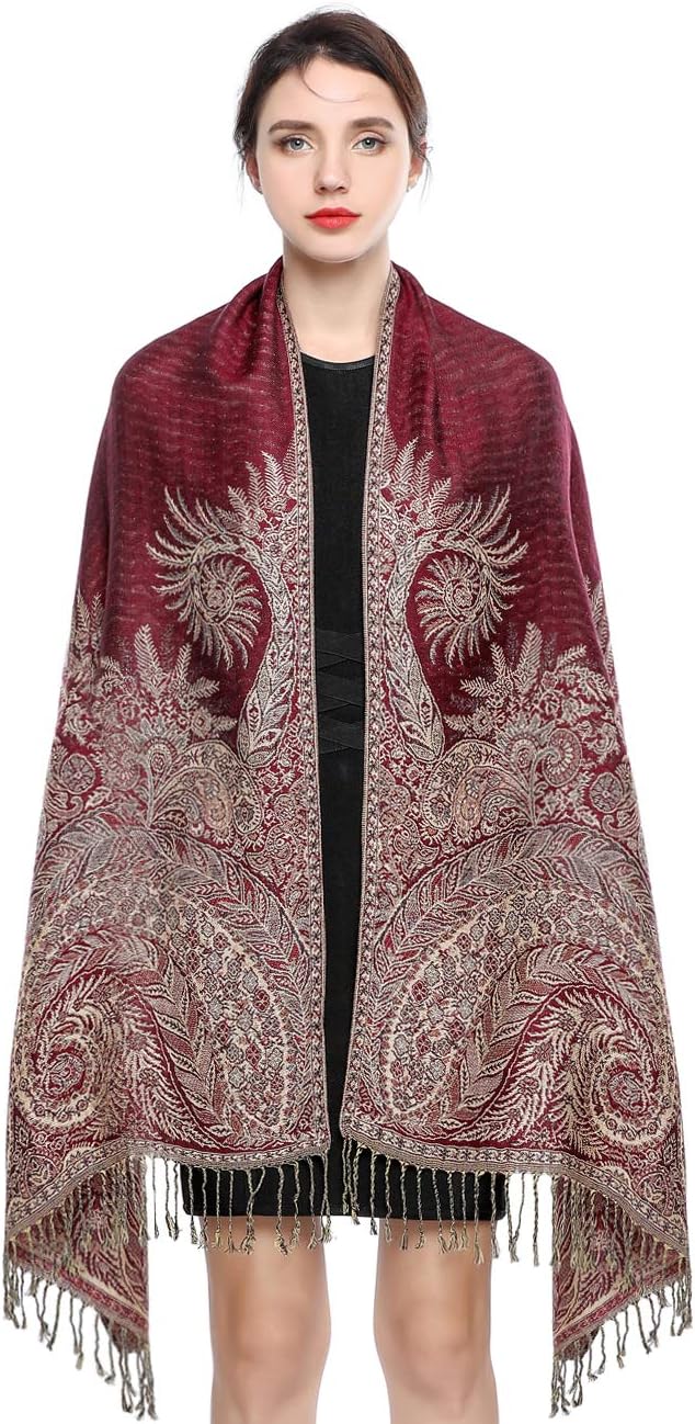 EASE LEAP Pashmina Scarf for Women Luxury Warm Wrap Silky Feel Shawl Paisley Hij...