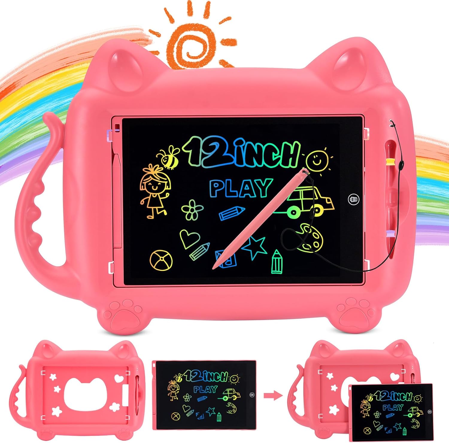 BlueSwan 12 inch LCD Doodle Board for Kids, Etch a Sketch,Erasable Electronic Dr...